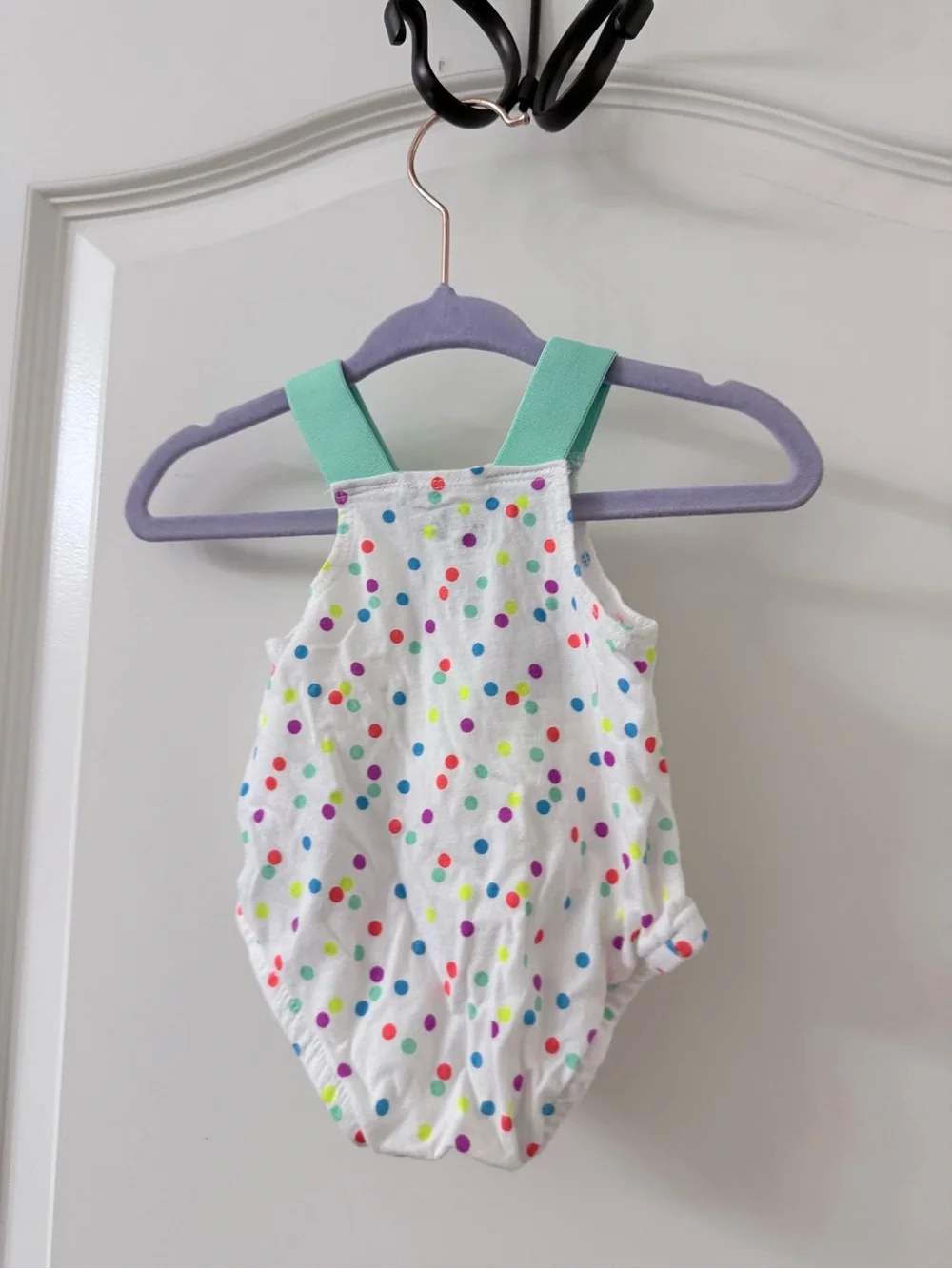 Nike White Baby Polka Dot Romper with Mint Straps